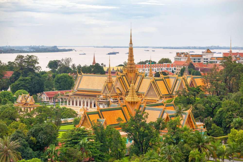 Palais royal de Phnom Penh avec vue d'en haut